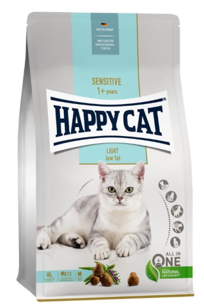Сухой корм для кошек Happy Cat Sensitive Light (домашняя птица) корм для кота склонного к полноте 