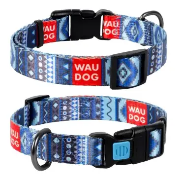 Ошейник с рисунком ЭТНО Nylon "WAUDOG" Nylon (синий)