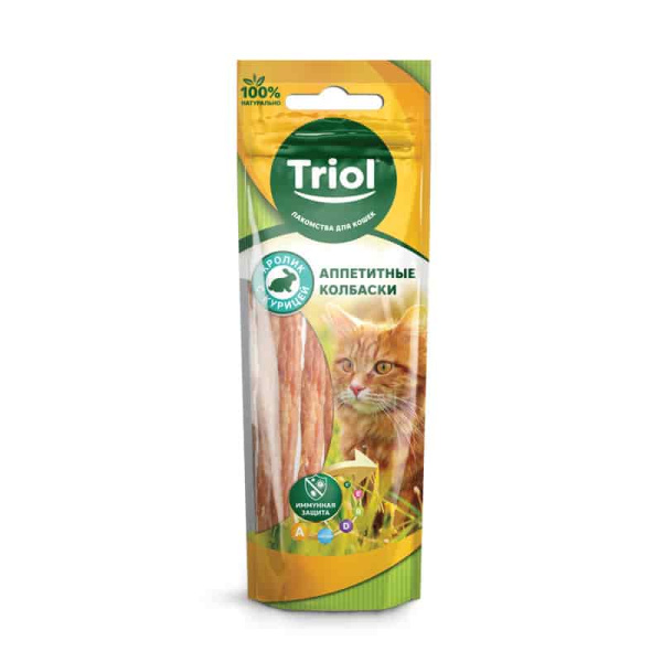 Аппетитные колбаски для кошек из кролика с курицей TRIOL PT30 40 гр (20171003)