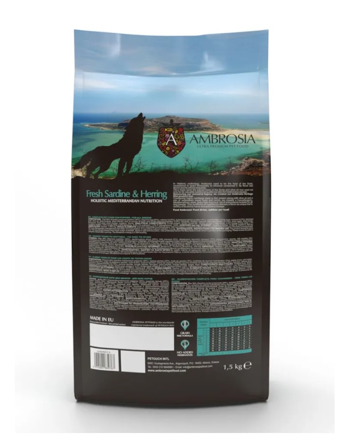 Щенячий корм AMBROSIA MEDITERRANEAN (сардина, сельдь)
