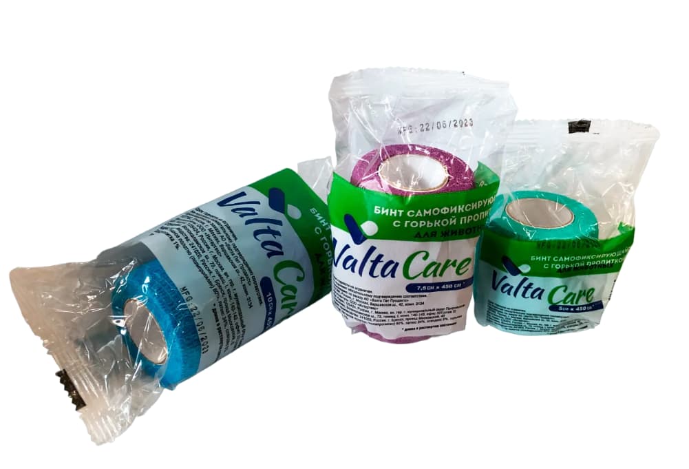 Бинт самофиксирующийся c горьким вкусом Valta Care Premium 5х450 см, зеленый