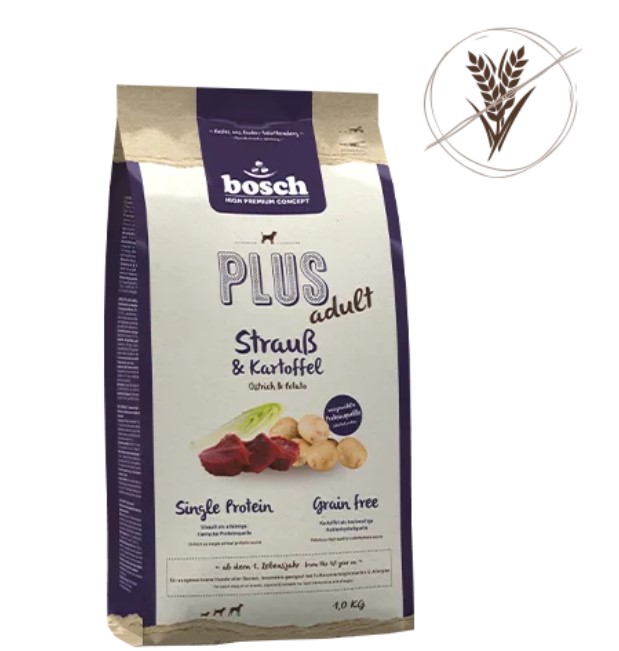 Каталог Сухой корм для собак Bosch Plus Adult (страус, картофель) для собак
