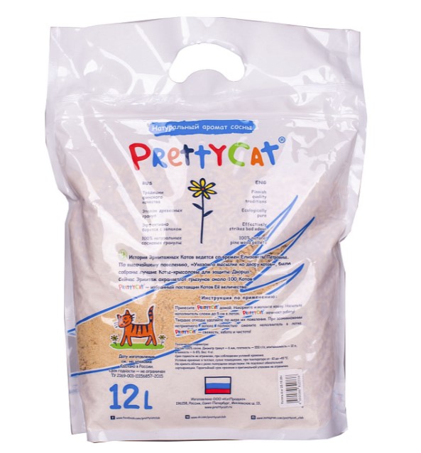 Наполнитель PrettyCat впитывающий древесный "Wood Granules" для котят