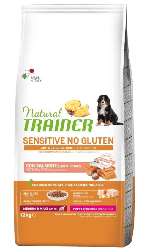 Питание для щенков Trainer Natural Sensitive No Gluten Medium&Maxi Puppy&Junior (лосось)