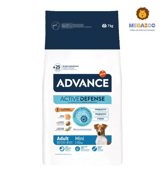 Еда для мелких собак Сухой корм для собак мелких пород Advance Dog Adult Mini (курица)