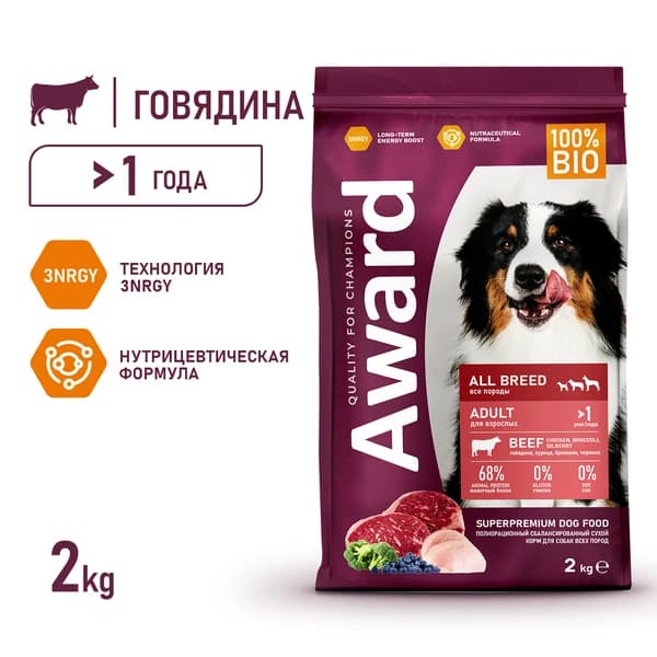 Еда для собак Award Adult Dog (говядина, курица)