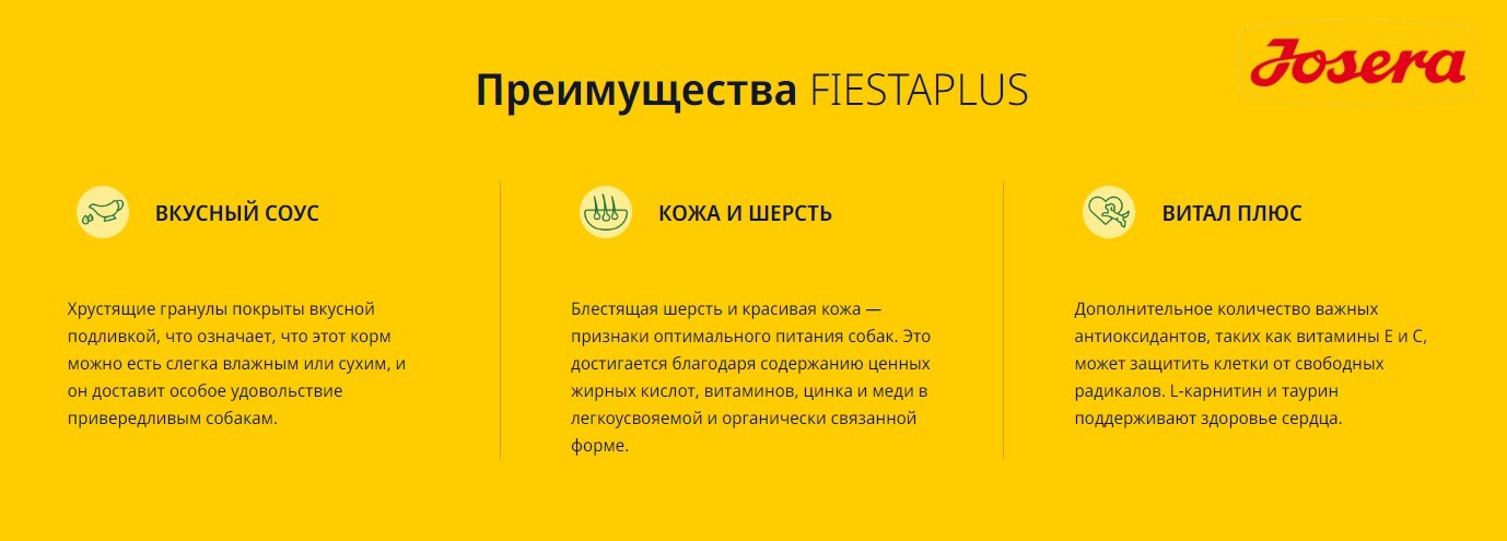 Каталог Сухой корм для собак Josera FiestaPlus Adult для собак