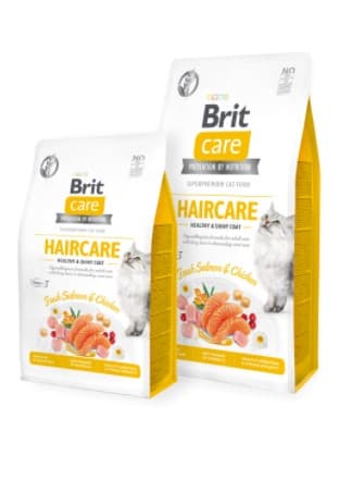 Корм Brit Care Cat GF Haircare Healthy & Shiny Coat сложным уходом за шерстью