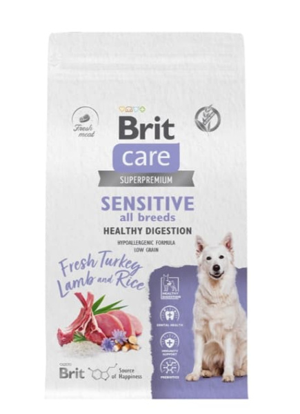 Еда для собак с чувствительным пищеварением Сухой корм для собак Brit Care Dog Adult Sensitive Healthy Digestion (индейка, ягненок)