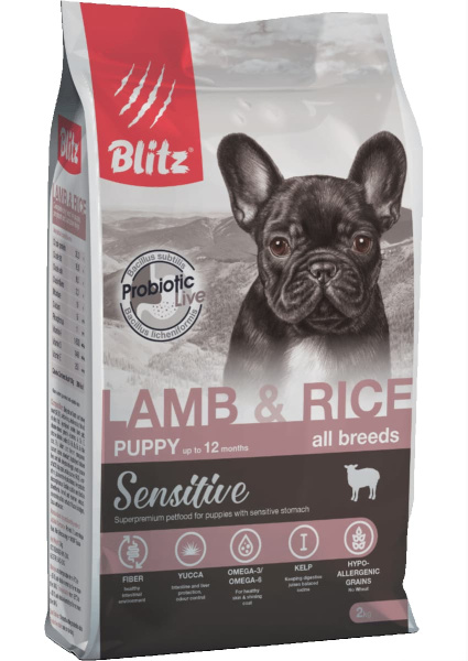 Каталог Сухой корм для щенков Blitz Sensitive Puppy All Breeds (ягненок, рис) для собак