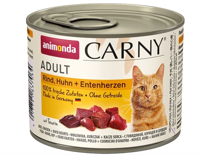 Питание корм для кошек Консервы для кошек Animonda CARNY Adult (говядина, курица, сердце утки)