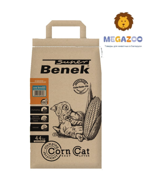 Растительный наполнитель для туалета Super Benek Corn Cat Морской бриз