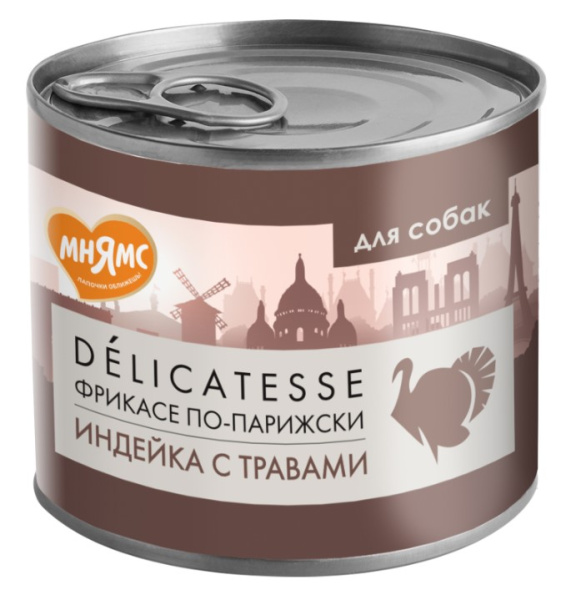 Влажный корм Мнямс Паштет из индейки с травами для собак всех пород "Фрикасе по-парижски"