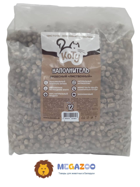 КОТУ Наполнитель древесный из лиственных пород  для лотка кота