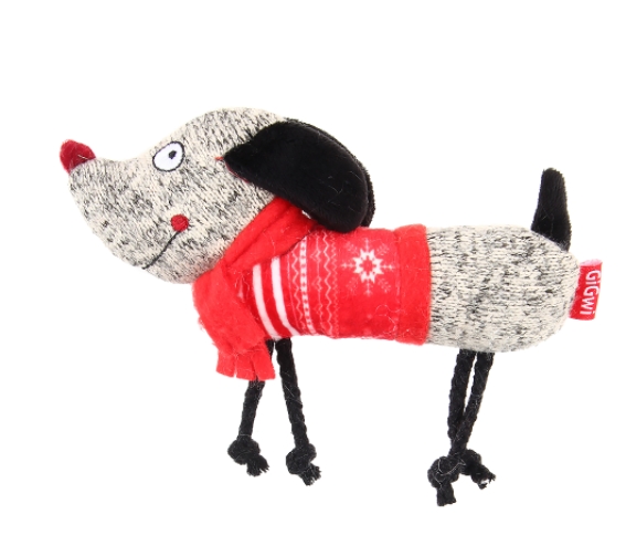 Игрушка для собак GiGwi  X-mas Tales "Собачка с пищалкой" 25 см (75466)