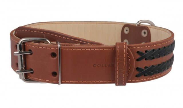 Ошейник двойной с вплетенной косой "Collar" ш 25 мм/д 38-50 см