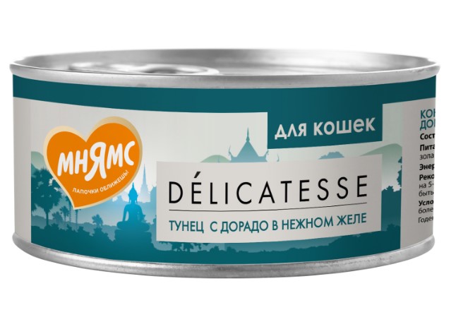 Влажный дополнительный корм Мнямс для кошек Тунец с дорадо в нежном желе