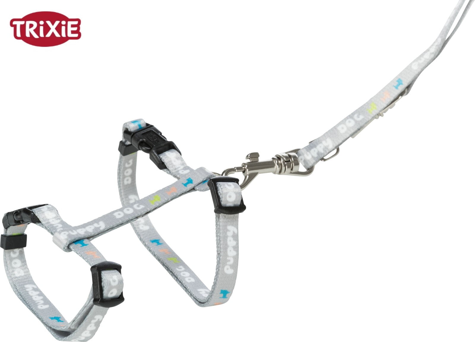 Шлея с поводком для щенков TRIXIE Junior (светло-серый)