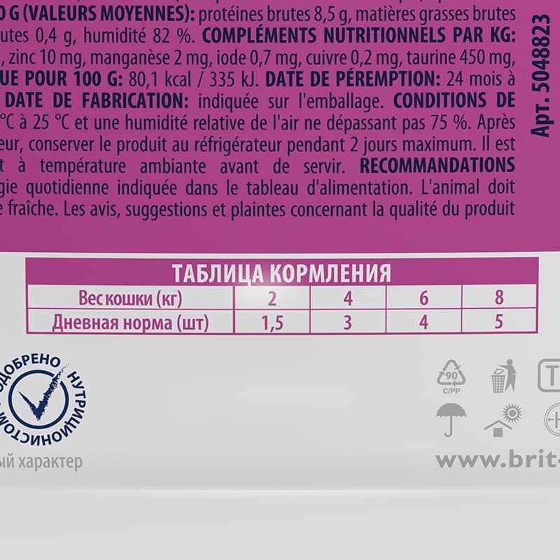 Консервированный корм для кошек Brit Premium цыпленок и индейка