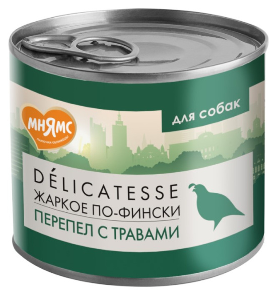 Влажный корм Мнямс Паштет из перепёлки с травами для собак всех пород "Жаркое по-фински"