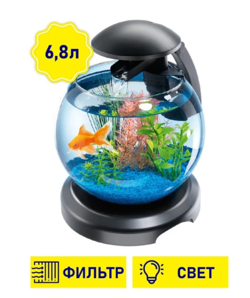 Аквариум с фильтром и водопадом Tetra Cascade Globe Glas Aquarium 6.8 л (черный)
