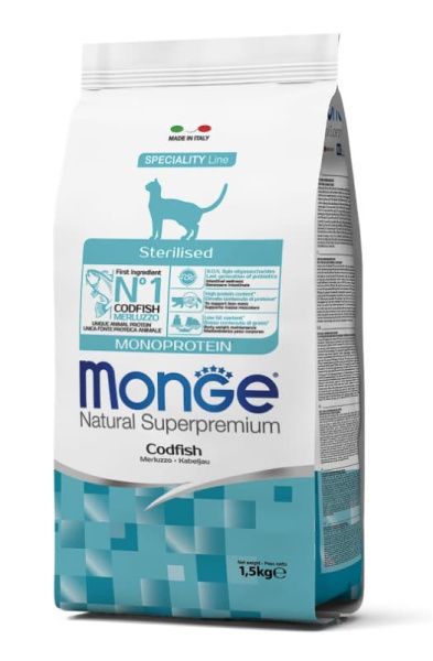 Рацион для кошек Monge Cat Monoprotein Sterilized (треска)