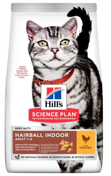 Пища для выведения шерсти у кошек Hill's Science Plan Hairball Indoor (курица)