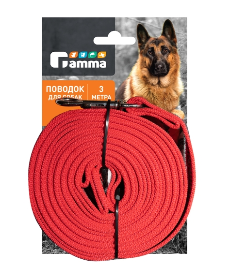 Поводок для собак из капрона с латексной нитью "Апорт" (красный)