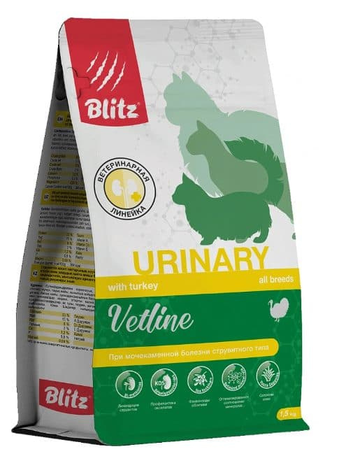 Сухой корм для кошек BLITZ Cat Vetline Urinary (индейка)