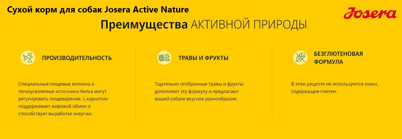 питание для собак Сухой корм для собак Josera Active Nature