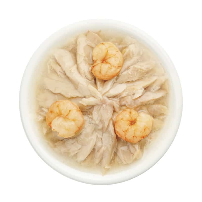 Влажная еда для кошек "Деревенские лакомства" "Домашние обеды" тунец с креветкой в нежном желе