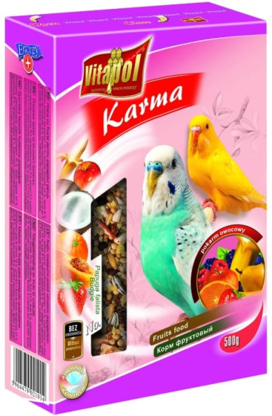 Полнорационный корм для волнистых попугаев с фруктами Vitapol "KARMA" 500 гр. (ZVP-2101)