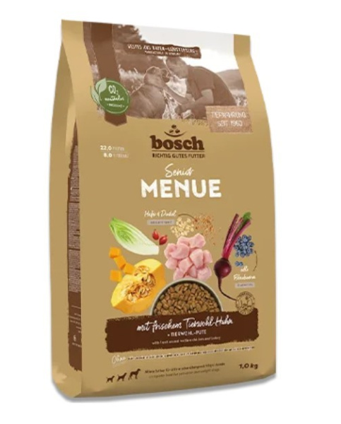 Каталог Корм для пожилых собак Bosch HPC Menue Senior (курица с полбой и овсом) для собак
