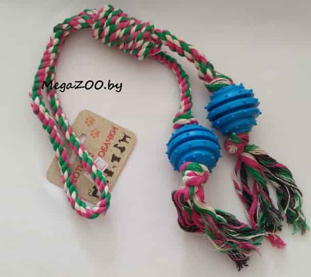 Игрушка для собак "2 мяча на веревке Горек" хлопок