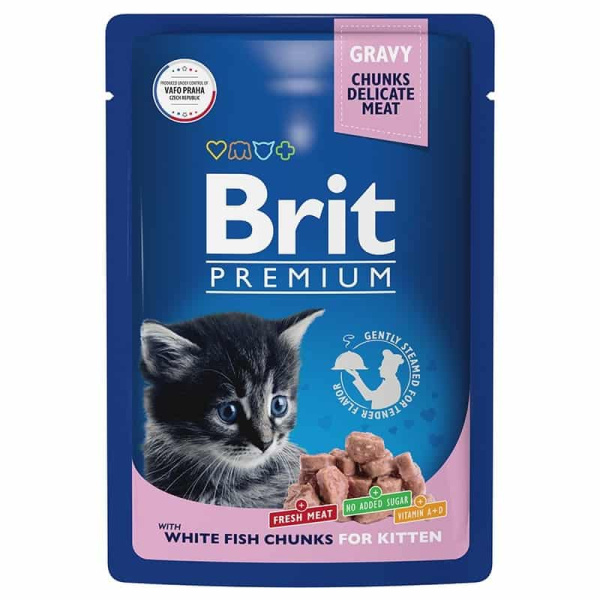 Влажный Рацион для котят Brit Premium White Fish for Kitten, (белая рыба) 