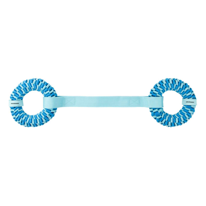 Mr.Kranch Игрушка-перетяжка для собак Плетеное кольцо-спираль двойное на ленте диам 12 см, голубая