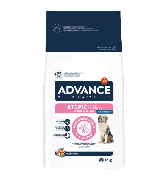 Еда для собак при дерматозах Сухой корм для собак Advance Veterinary Diets Atopic Medium/Maxi