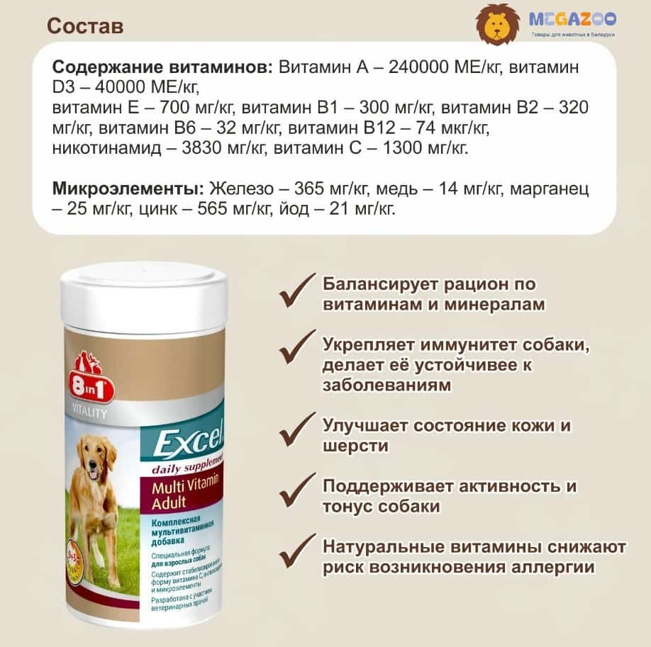 Витамины для собак 8in1 Excel Multi Vitamin Adult