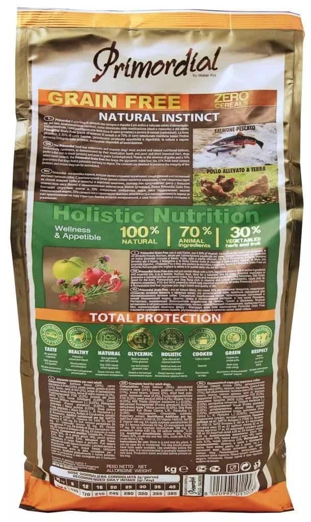 Каталог Сухой корм для собак Primordial Dog Adult (лосось, курица) для собак