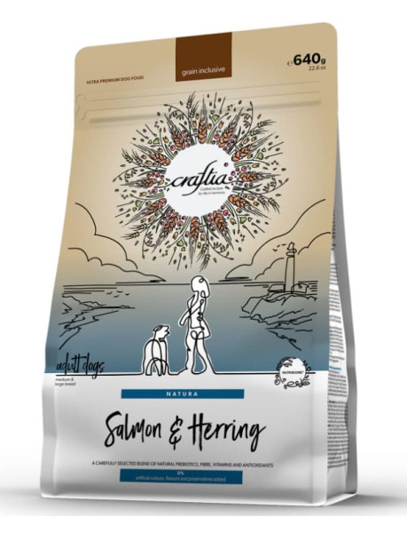 Питание для собак CRAFTIA NATURA Adult Medium&Large (лосось, сельдь)