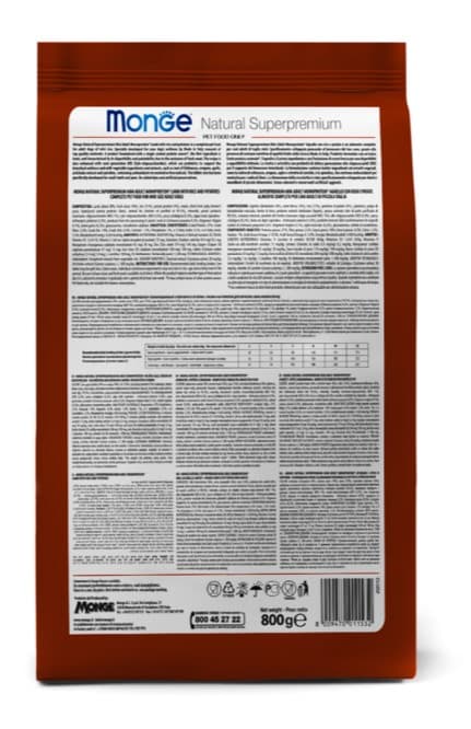 Каталог Сухой корм для собак Monge Dog Monoprotein Adult Mini (ягненок, рис) для собак