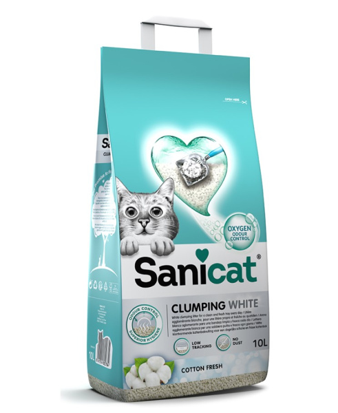 Наполнитель для лотка кота бентонитовый Sanicat Clumping White Rose (аромат розы)