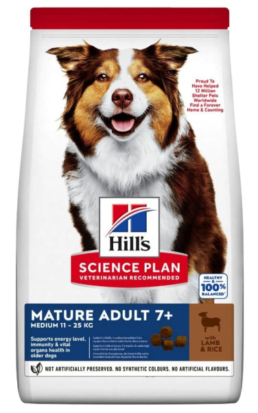 Каталог Сухой корм для собак Hill's Science Plan Mature Adult Medium 7+ (ягнёнок) для собак