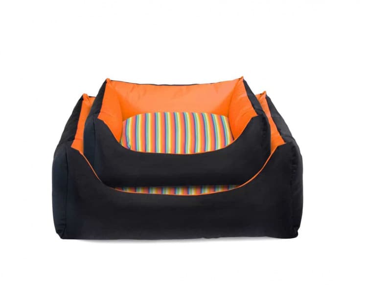 Лежанка прямоугольная двусторонняя черная с оранжевым
