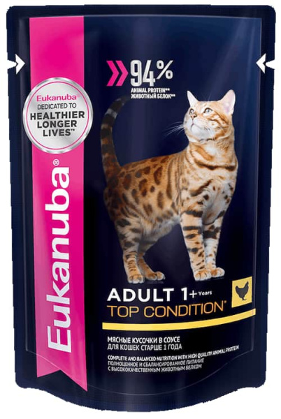 Еда для кошек Eukanuba Cat Adult Top Condition (курица в соусе)