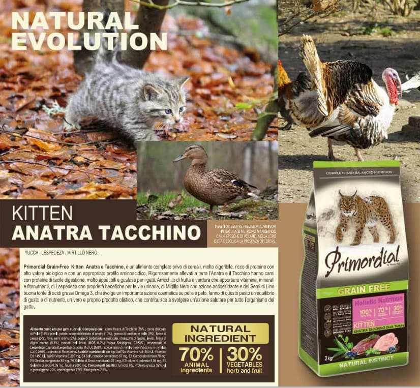 Сухой корм для котят Primordial Grain Free Kitten (утка и индейка)
