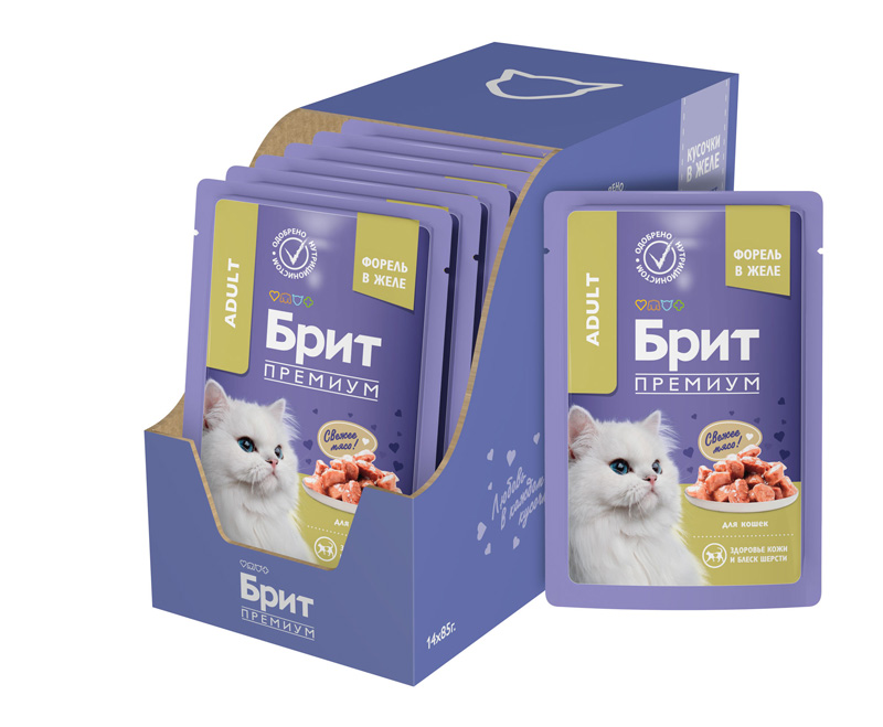Пища для кошек Brit Premium Cat (Форель в желе) 85 г