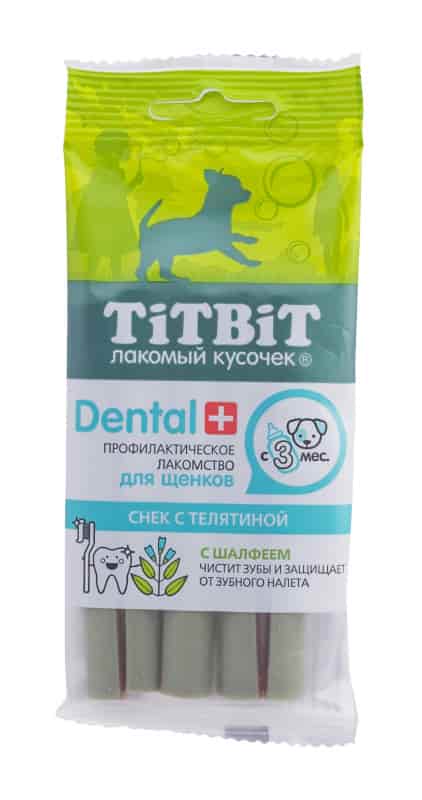 Снек ДЕНТАЛ+ с телятиной, для щенков "TiTBiT" (013946)