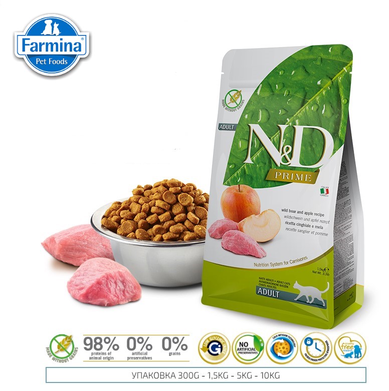 Сухой корм для кошек Farmina N&D Prime Cat Boar & Apple Adult