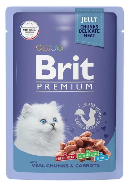 Еда для котят Brit Premium Kitten (Телятина с морковью в желе) 85 г